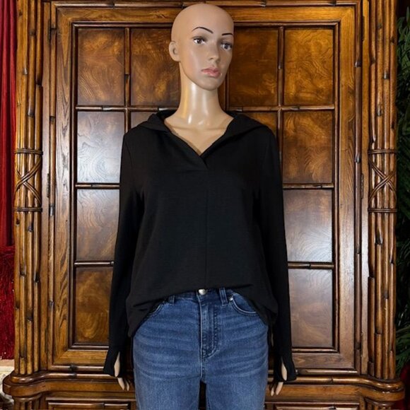 NWOT Cuddl Duds Comfortwear Black Fleece Lined Thumbhole Hoodie - Picture 4 of 14